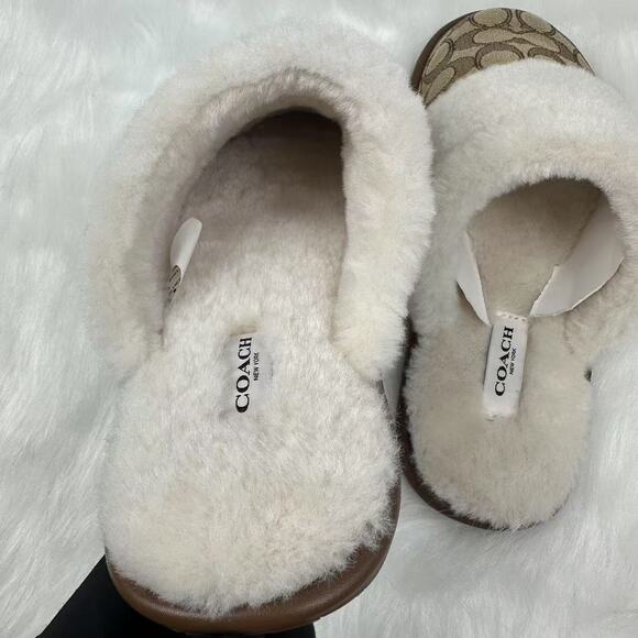 Coach Zena Khaki Slipper In Signature Jacquard Size 8 - Picture 6 of 9